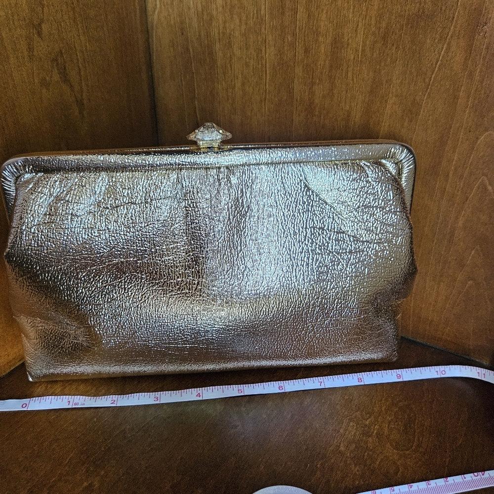 VERY RARE Vintage Hahn Gold Clutch Bag with Owl Face Clasp MCM